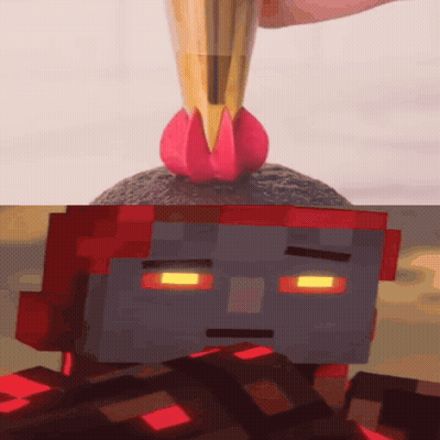A Minecraft Character With Red Hair Is Being Decorated With Icing GIF