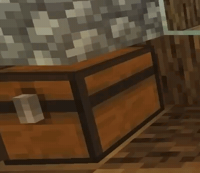 A Minecraft Drawing Of A Chest With A Yellow Item In It GIF