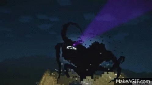 A Minecraft Ender Dragon With Purple Lights Coming Out Of It . GIF