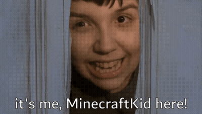 A Minecraft Kid Is Smiling And Looking Through A Door GIF