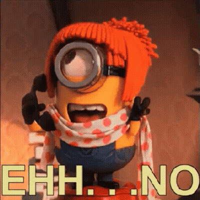 A Minion Wearing A Scarf And A Hat Says Ehh No GIF