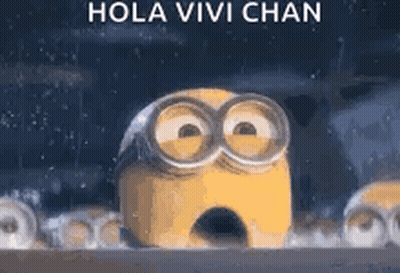 A Minion Wearing Goggles And A Surprised Look On His Face Is Standing In The Rain . GIF