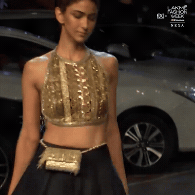 A Model Walks Down The Runway For Lakme Fashion Week GIF