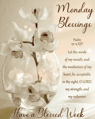 A Monday Blessings Card With A Bible Verse GIF