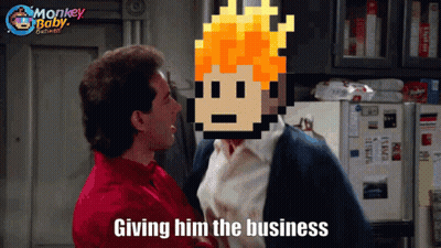 A Monkey Baby Ad Shows A Man Giving Another Man A Business GIF