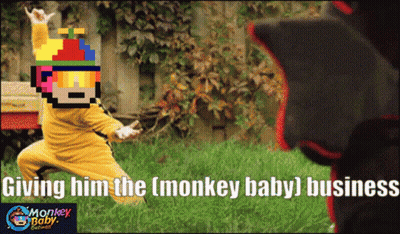 A Monkey Baby Meme Shows A Man In A Clown Costume GIF