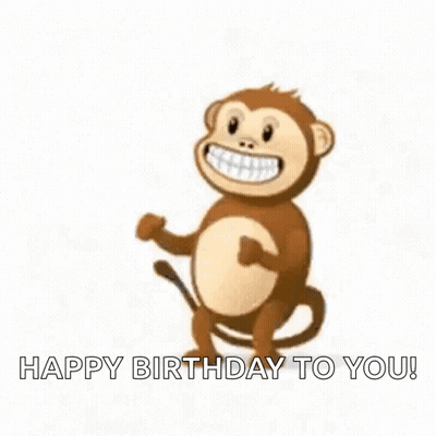 A Monkey Is Dancing With The Words `` Happy Birthday To You '' Written Below It . GIF