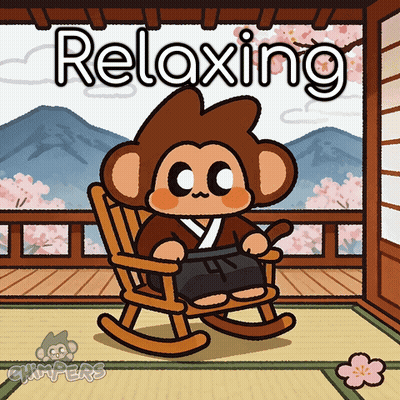 A Monkey Is Sitting In A Rocking Chair With The Words Relaxing Above Him GIF