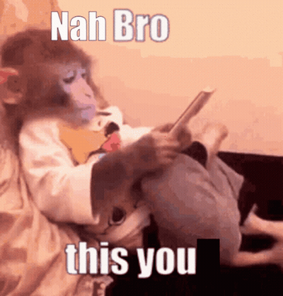 A Monkey Is Sitting On A Couch Reading A Book With The Words Nah Bro This You Below It GIF