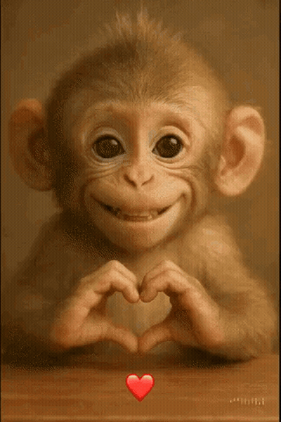 A Monkey Making A Heart Shape With Its Hands GIF