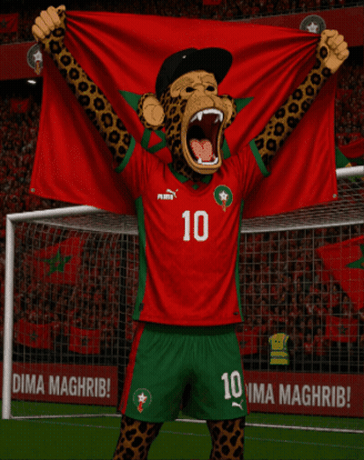 A Monkey Mascot Wearing A Number 10 Jersey Holds A Flag GIF