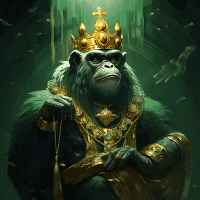 A Monkey Wearing A Gold Crown And A Necklace GIF