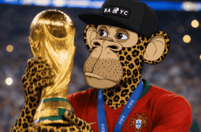 A Monkey Wearing A Hat That Says Ba Yc Holds Up A Trophy GIF