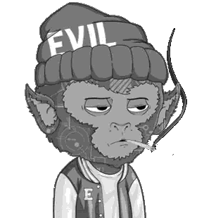A Monkey Wearing A Hat That Says Evil On It Sticker