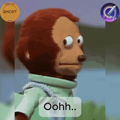 A Monkey With A Backpack Says Oohh In Front Of A $ Mcrt Coin GIF