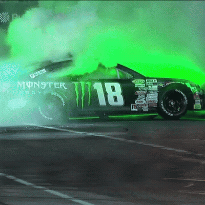 A Monster Energy Car With The Number 18 On The Side GIF