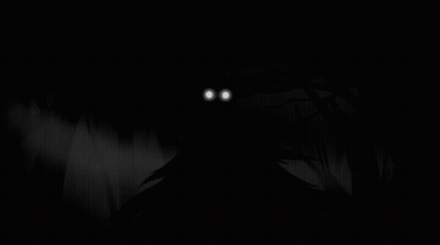 A Monster With Glowing Eyes Is Coming Out Of The Woods In The Dark . GIF