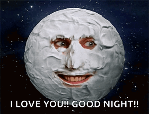 A Moon With A Face And The Words " I Love You Good Night " GIF
