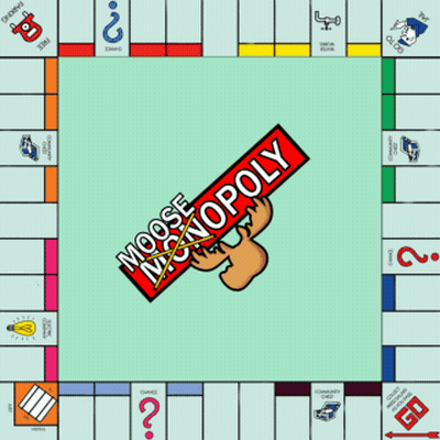 A Moose Holding A Sign That Says Moose Monopoly On It GIF
