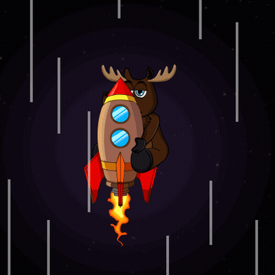 A Moose Is Sitting On A Rocket With A Red Tail GIF