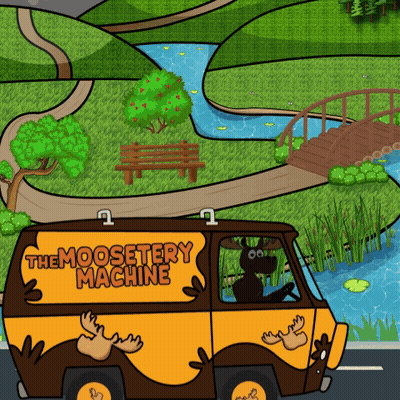 A Moose Van With The Moosetery Machine Written On It GIF
