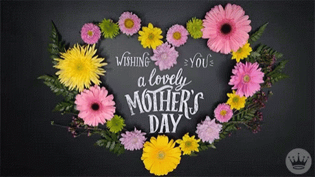 A Mother 'S Day Card With A Heart Made Of Flowers GIF