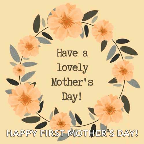 A Mother 'S Day Card With A Wreath Of Flowers GIF