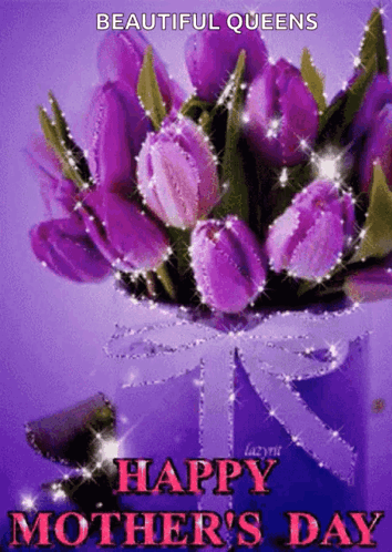 A Mother 'S Day Greeting Card With Purple Flowers GIF