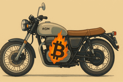 A Motorcycle With The Word Rgm On The Side Of It GIF