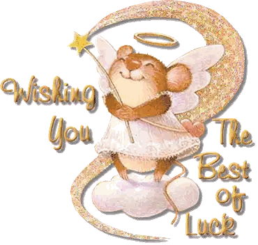 A Mouse Dressed As An Angel With The Words Wishing You The Best Of Luck Below It Sticker