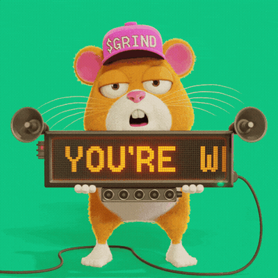 A Mouse Wearing A Pink Hat That Says Grind Holds A Welcome Sign GIF