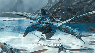 A Movie Poster For Avatar Shows A Woman Riding A Blue Bird GIF