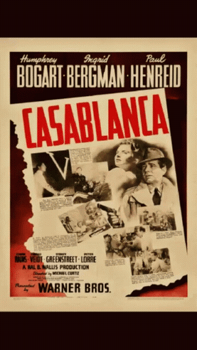 A Movie Poster For Casablanca Starring Humphrey Bogart And Paul GIF