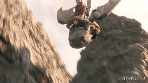 A Movie Poster For How To Train Your Dragon Shows A Man Riding A Dragon GIF