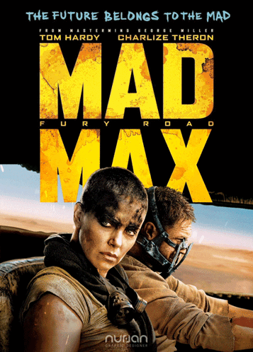 A Movie Poster For Mad Max Shows A Man And A Woman GIF