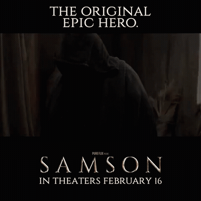 A Movie Poster For Samson Shows A Man With Long Hair GIF