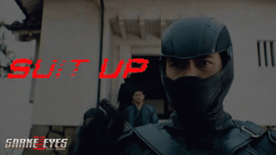 A Movie Poster For Snake Eyes Shows A Man In A Mask GIF
