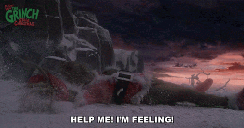 A Movie Poster For The Grinch Stole Christmas Shows A Santa Claus Laying In The Snow GIF