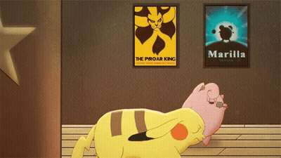 A Movie Poster For The Proar King Hangs On A Wall GIF