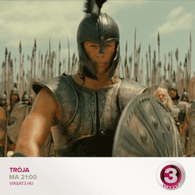 A Movie Poster For Troja Shows A Man In Armor GIF