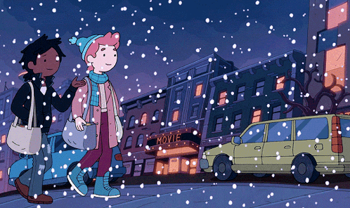 A Movie Theater Is Shown In The Background Of This Cartoon GIF