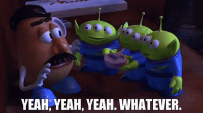 A Mr Potato Head Is Surrounded By Aliens And Says Yeah Yeah Yeah Whatever GIF