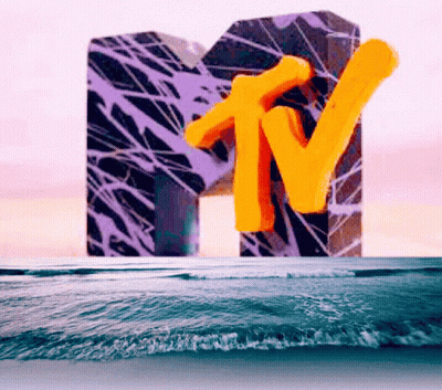 A Mtv Logo Is Displayed In Front Of A Body Of Water GIF