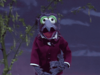 A Muppet Wearing A Suit And Bow Tie Holds A Bird GIF