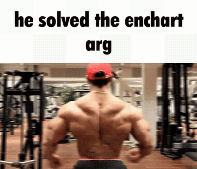 A Muscular Man In A Gym With The Words He Solved The Enchart Arg Above Him GIF
