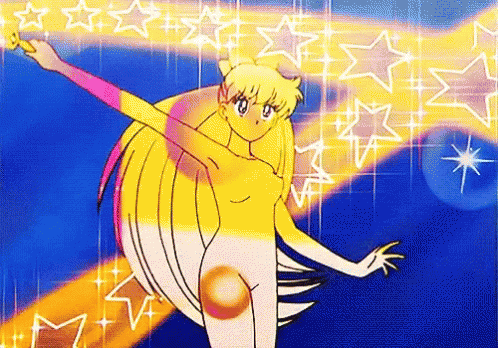 A Naked Anime Girl Is Holding A Star In Her Hand Surrounded By Stars GIF