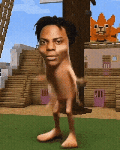 A Naked Man Is Standing In Front Of A Castle In A Video Game GIF