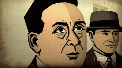 A National Geographic Cartoon Of Two Men GIF