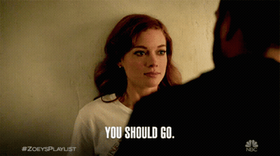 A Nbc Advertisement For Zoey 'S Playlist Shows A Woman Looking At A Man GIF