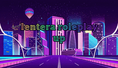 A Neon Cityscape With The Words " Tenera Roleplay Up " GIF